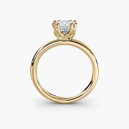 Solitaire ring 5 Emerald cut in Yellow Gold