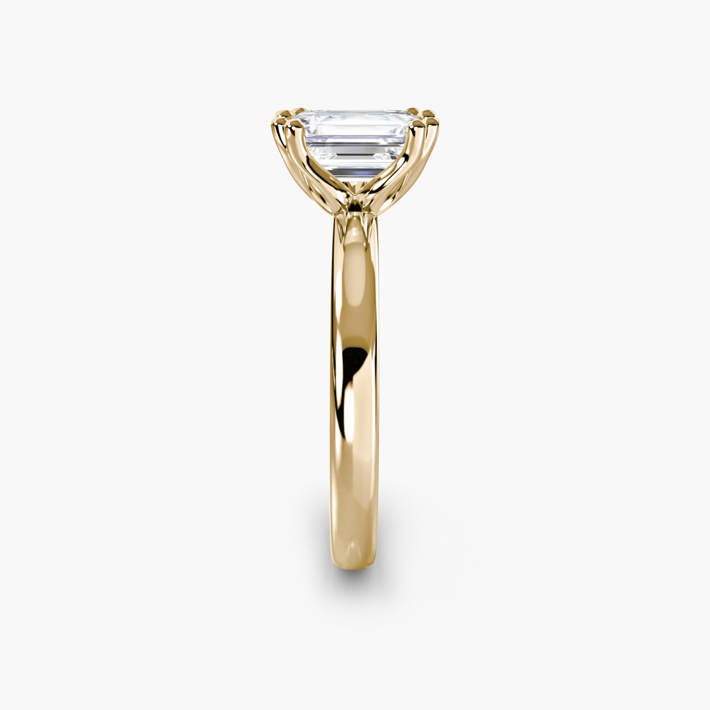 Solitaire ring 5 Emerald cut in Yellow Gold