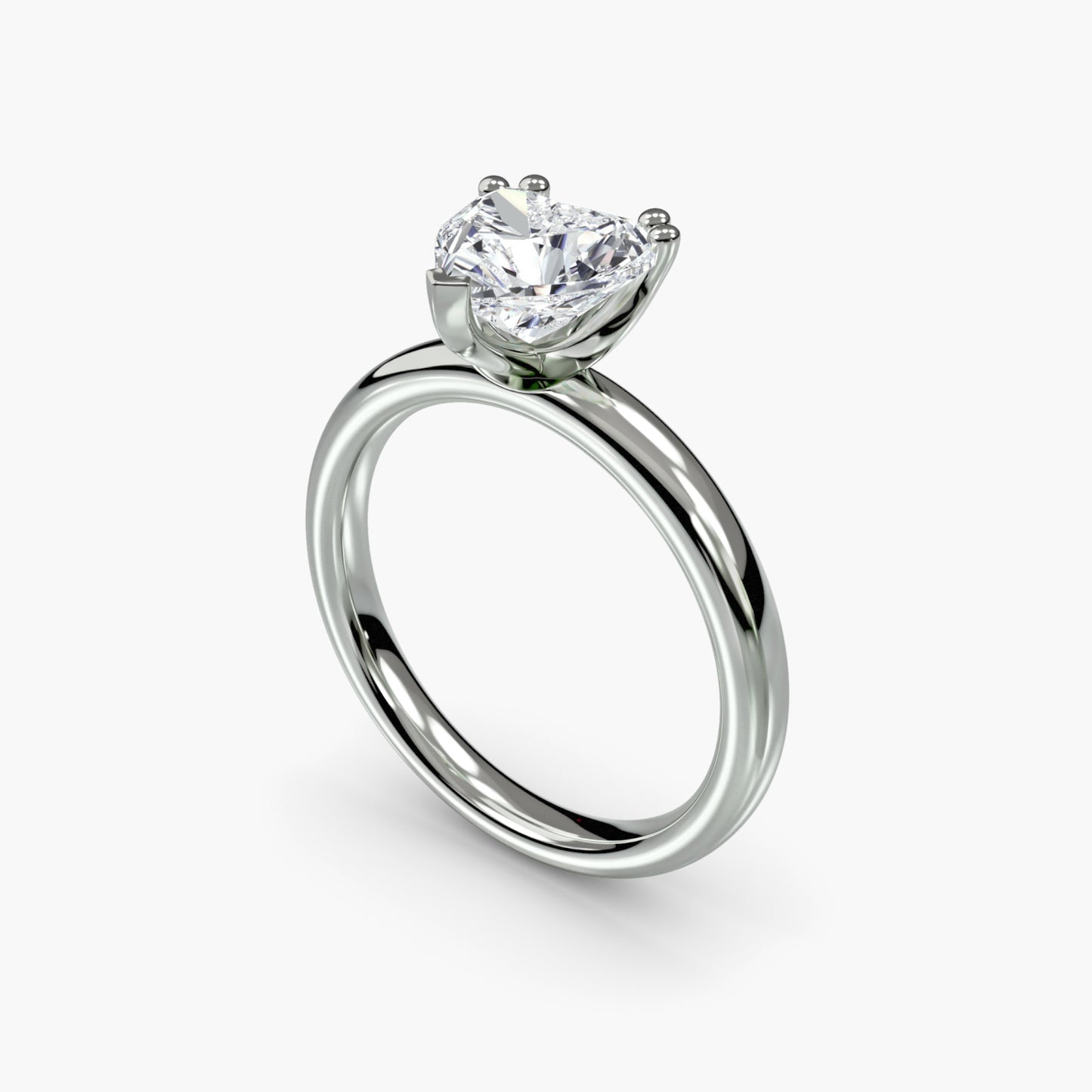 Solitaire ring 5 Heart in White Gold