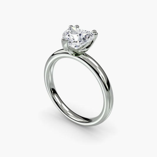 Solitaire ring 5 Heart in White Gold