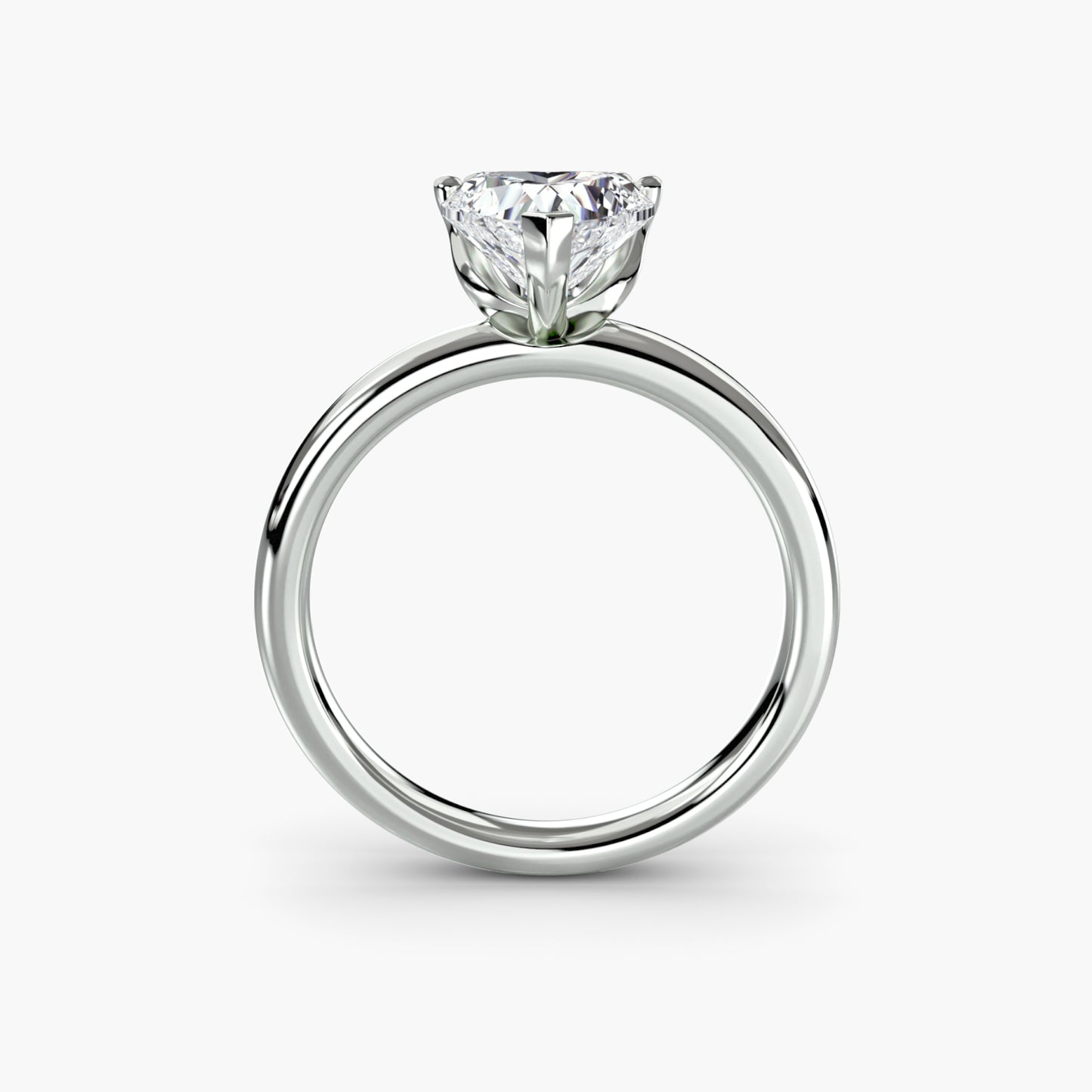Solitaire ring 5 Heart in White Gold