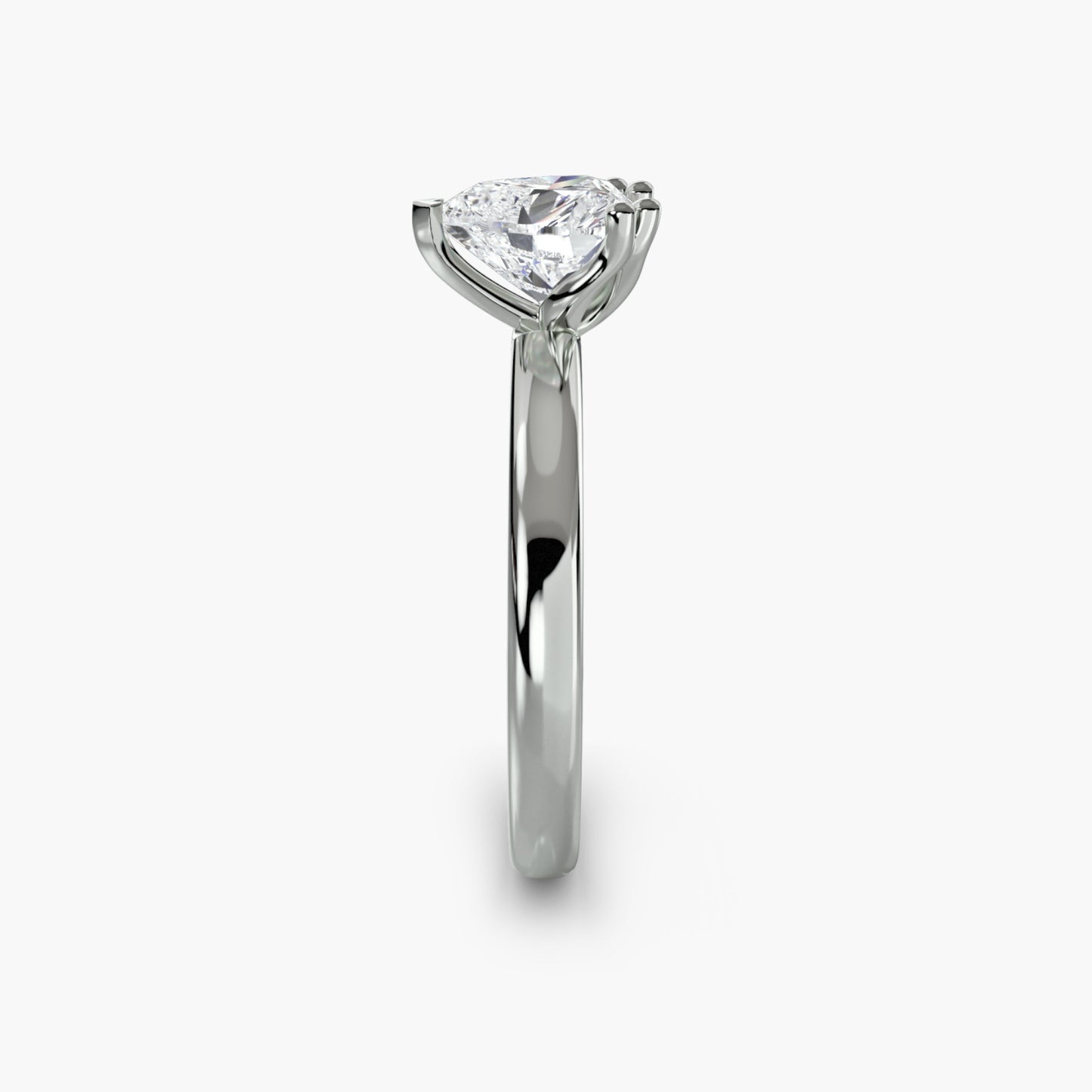 Solitaire ring 5 Heart in White Gold