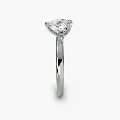 Solitaire ring 5 Heart in White Gold