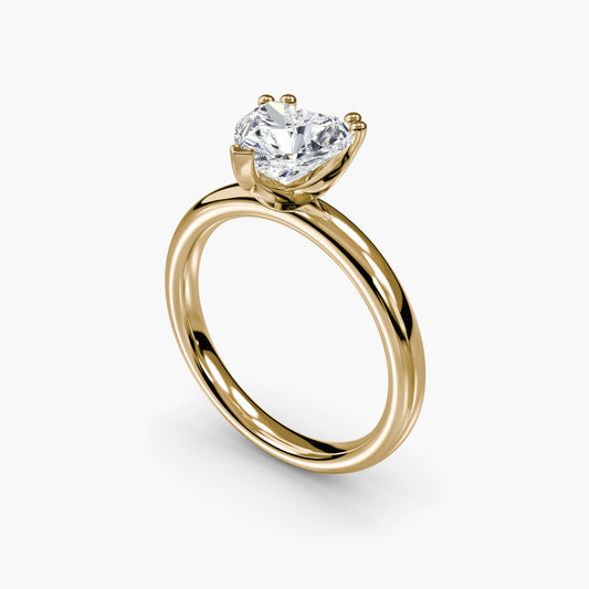 Solitaire ring 5 Heart in Yellow Gold