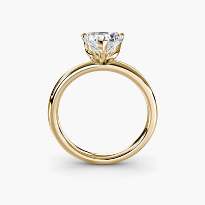 Solitaire ring 5 Heart in Yellow Gold