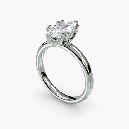 Solitaire ring 5 Marquise in White Gold