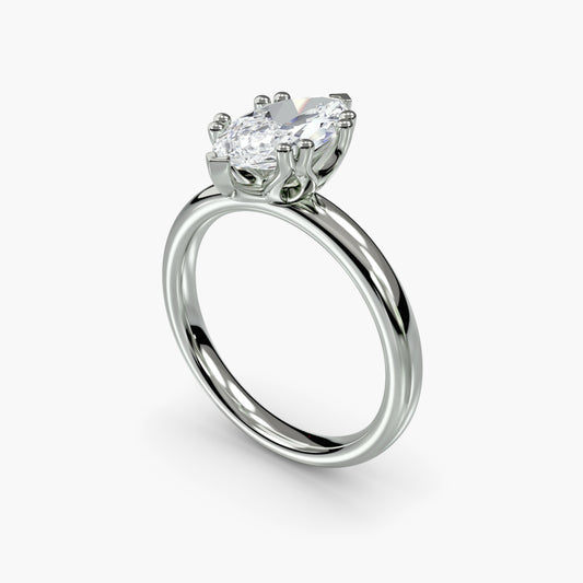 Solitaire ring 5 Marquise in White Gold
