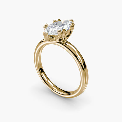 Solitaire ring 5 Marquise in Yellow Gold