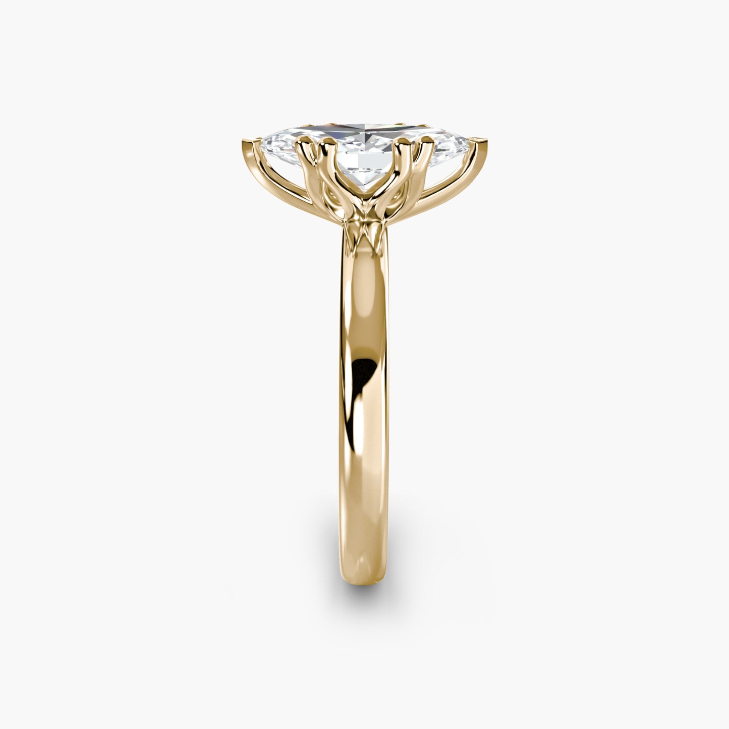 Solitaire ring 5 Marquise in Yellow Gold