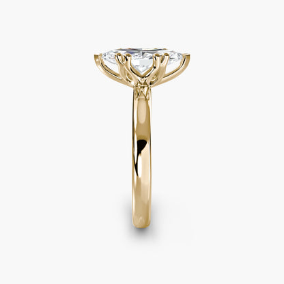 Solitaire ring 5 Marquise in Yellow Gold