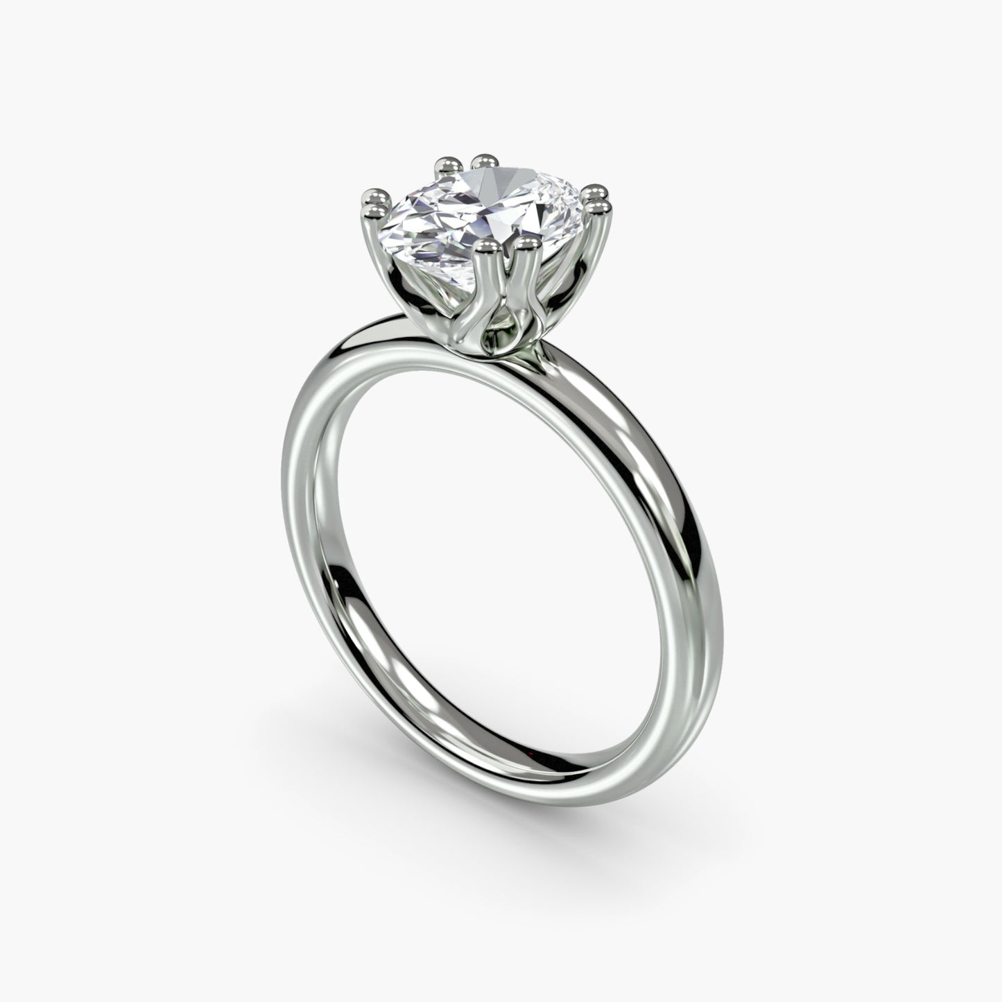 Solitaire ring 5 Oval in White Gold