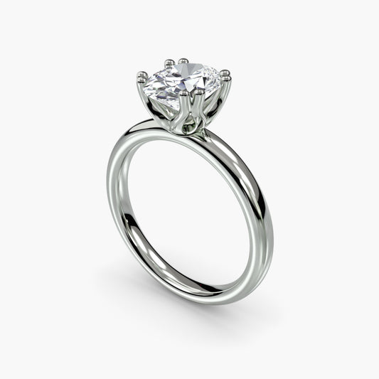 Solitaire ring 5 Oval in White Gold