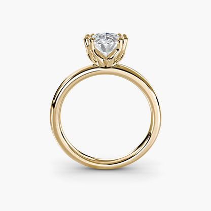 Solitaire ring 5 Oval in Yellow Gold