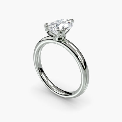 Solitaire ring 5 Pear shape in White Gold