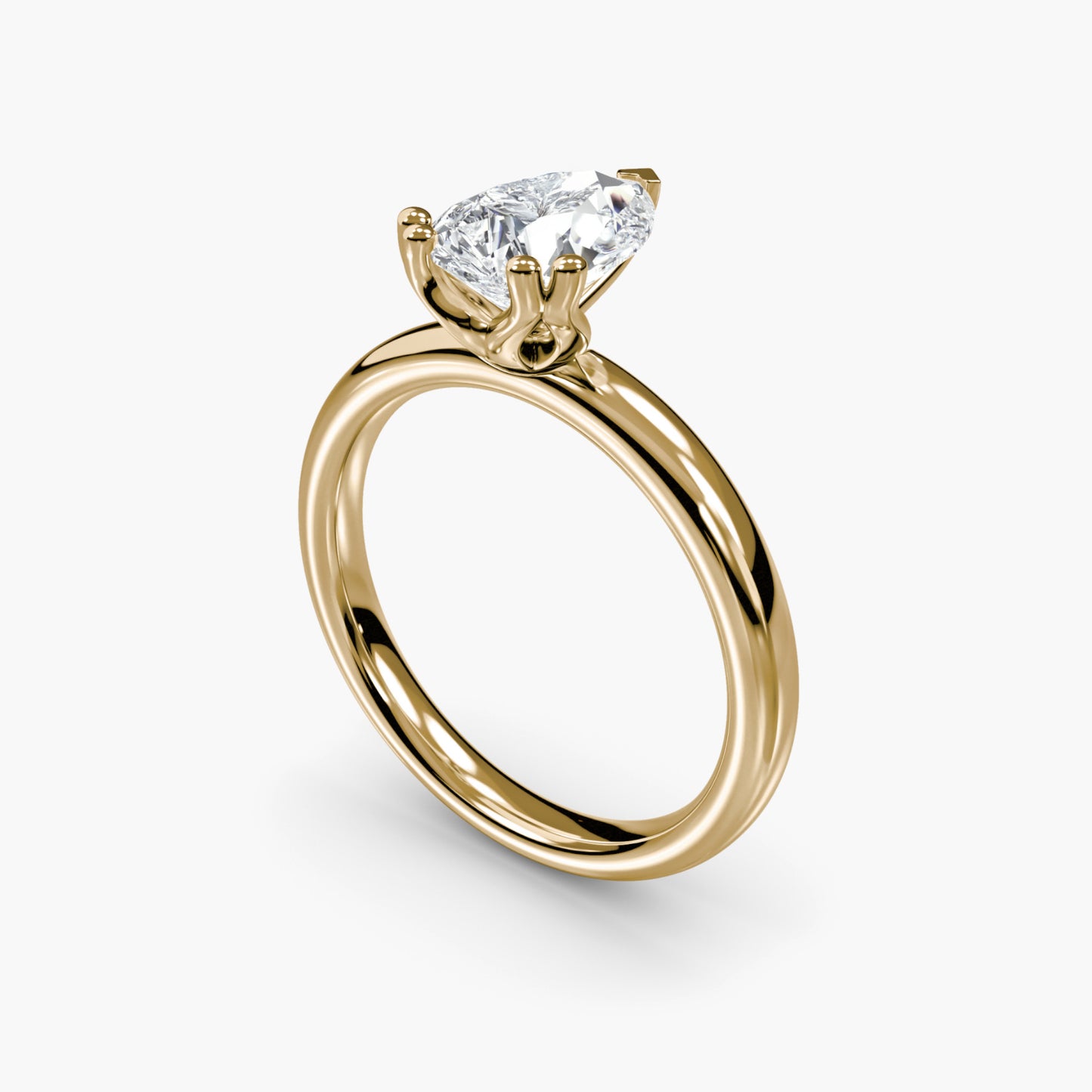 Solitaire ring 5 Pear shape in Yellow Gold