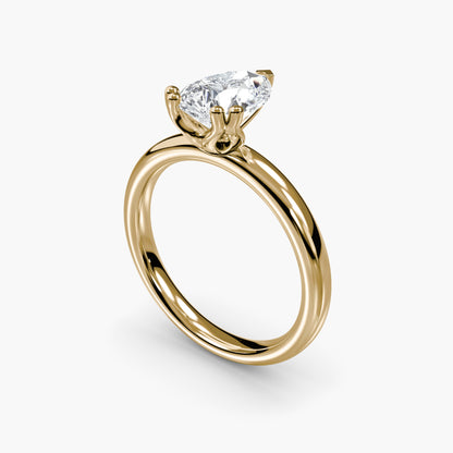 Solitaire ring 5 Pear shape in Yellow Gold