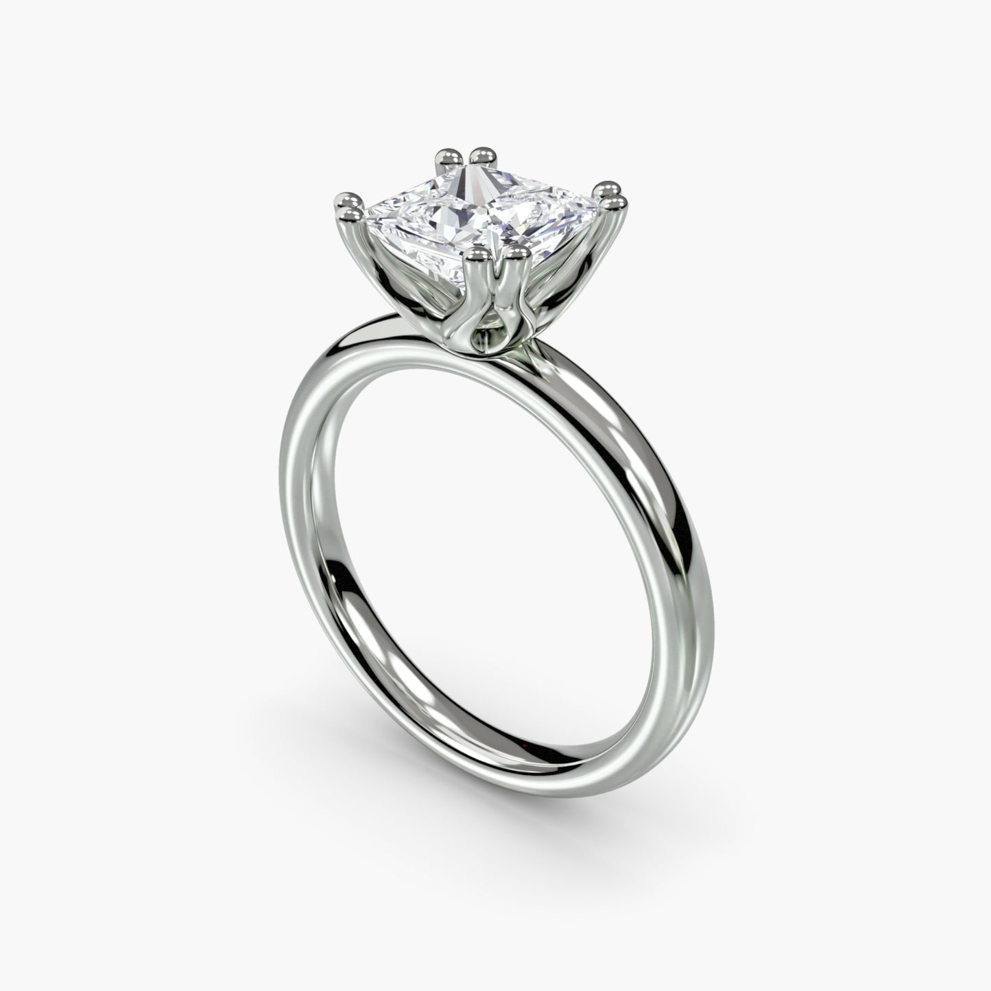 Solitaire ring 5 Princess Cut in White Gold