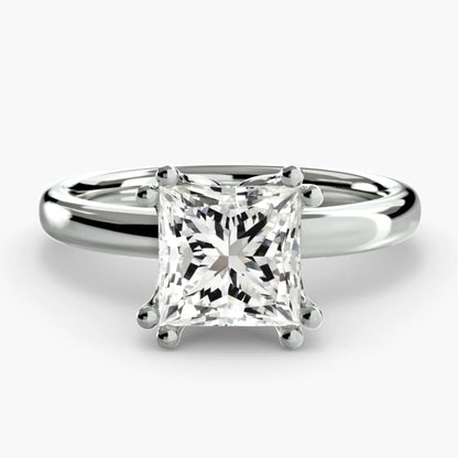 Solitaire ring 5 Princess Cut in White Gold