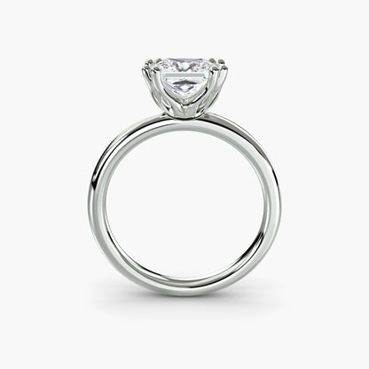 Solitaire ring 5 Princess Cut in White Gold