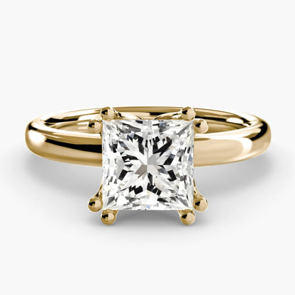 Solitaire ring 5 Princess Cut in Yellow Gold