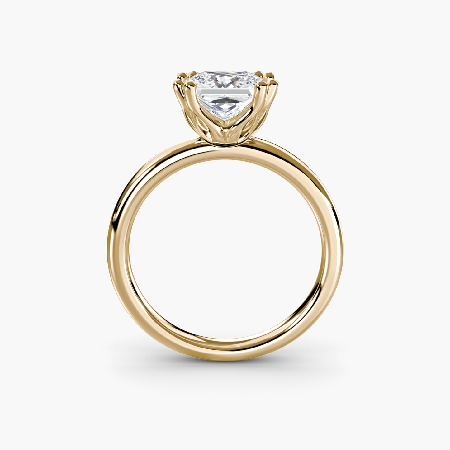 Solitaire ring 5 Princess Cut in Yellow Gold