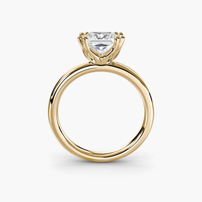 Solitaire ring 5 Princess Cut in Yellow Gold