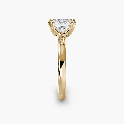 Solitaire ring 5 Princess Cut in Yellow Gold