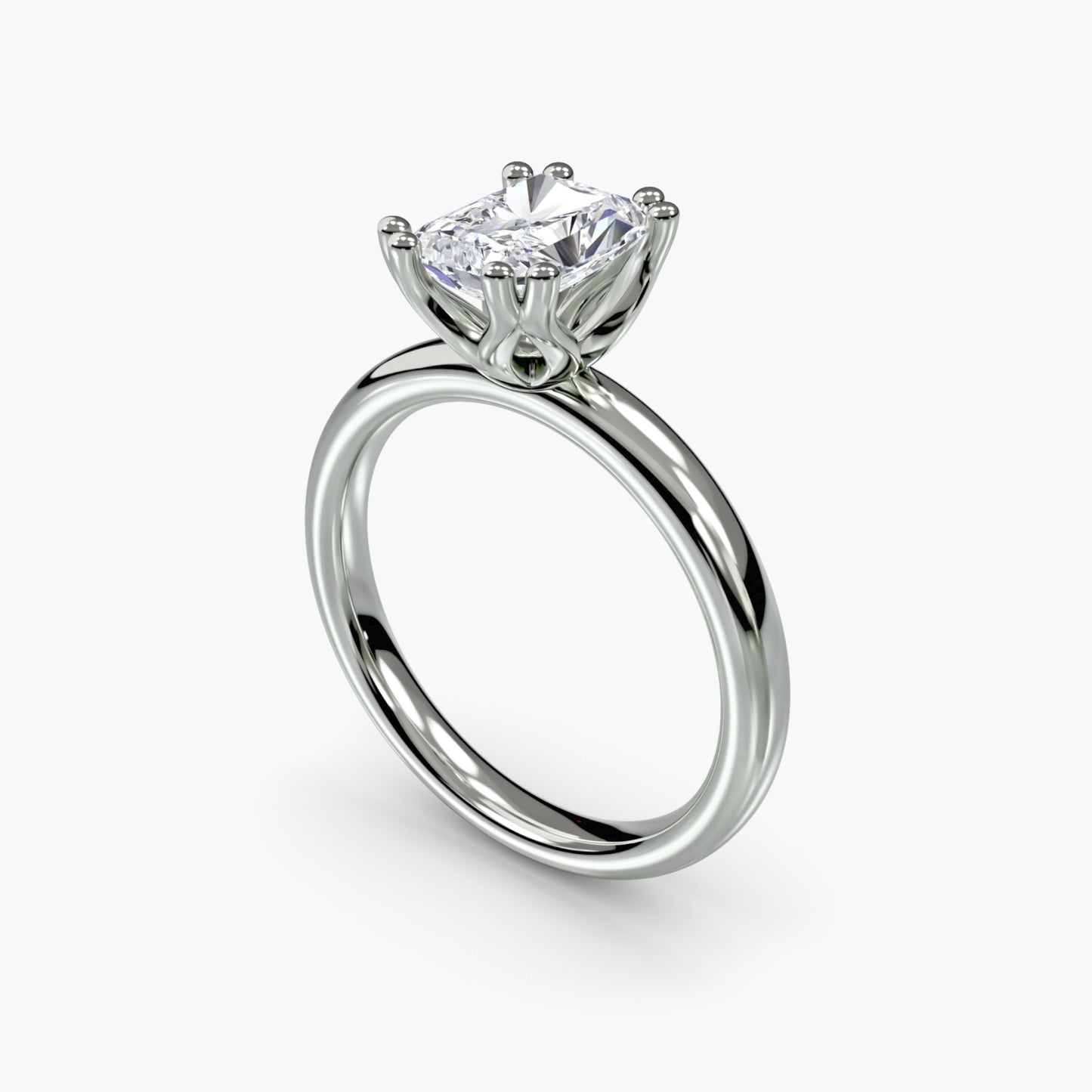 Solitaire ring 5 Radiant in White Gold