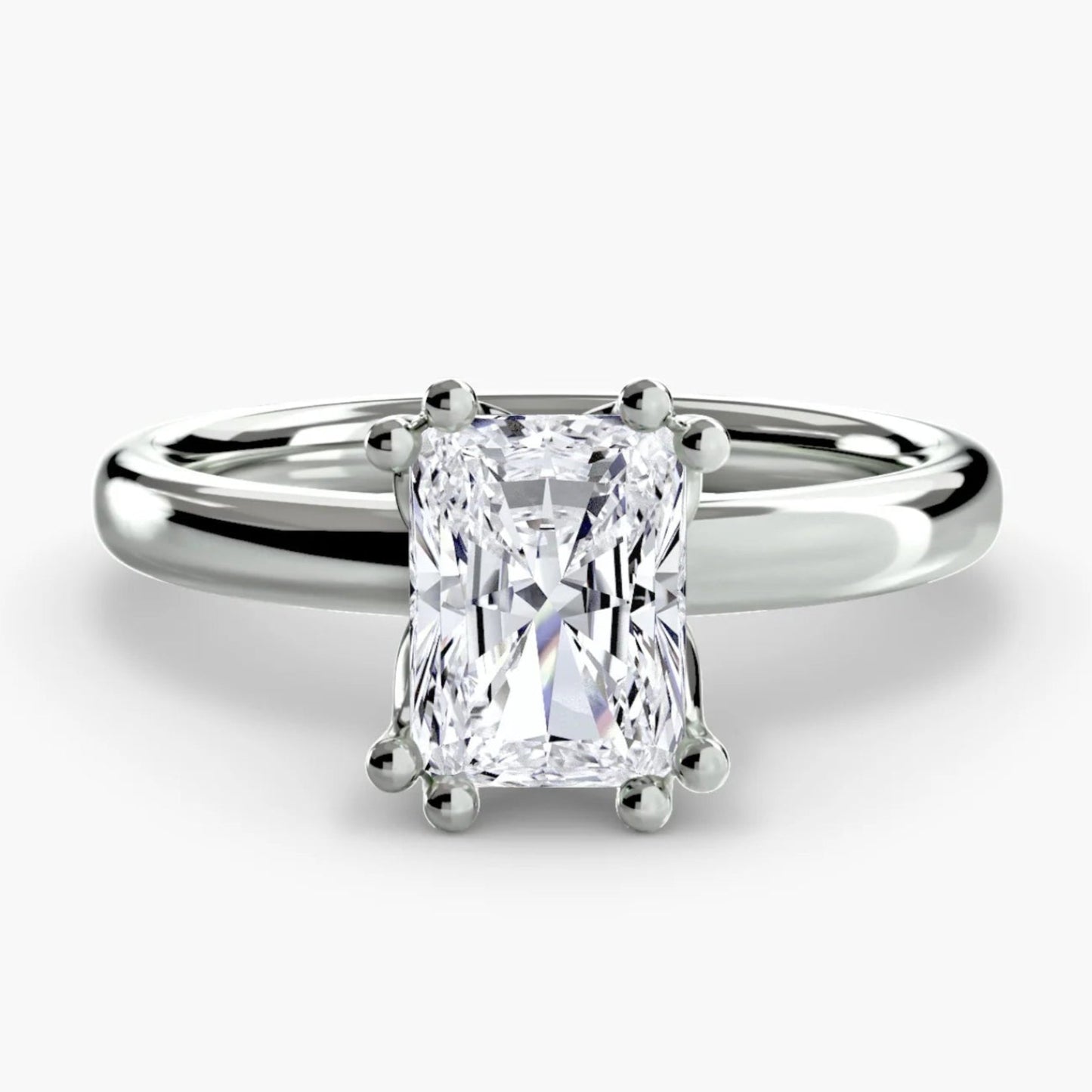 Solitaire ring 5 Radiant in White Gold