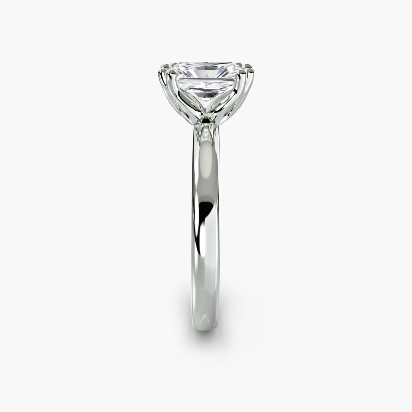 Solitaire ring 5 Radiant in White Gold
