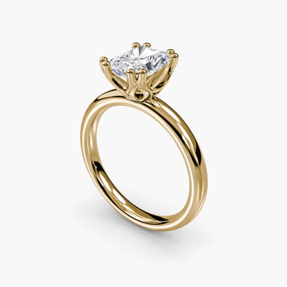 Solitaire ring 5 Radiant in Yellow Gold