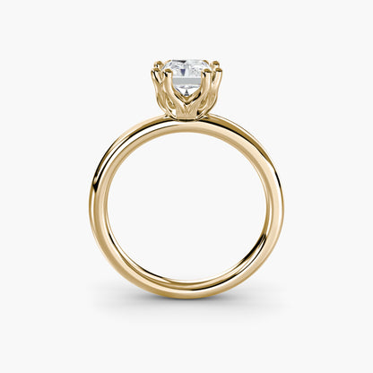 Solitaire ring 5 Radiant in Yellow Gold