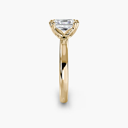 Solitaire ring 5 Radiant in Yellow Gold