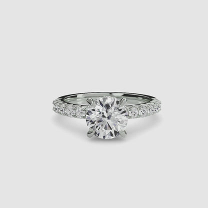 Solitaire with Pavé 6 in White Gold