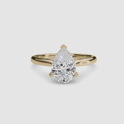 Solitaire ring 1 Pear Shape in Yellow Gold