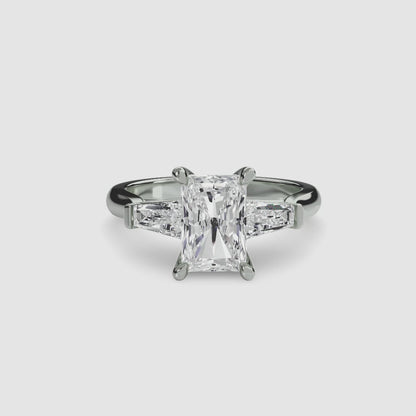 Three-Stone Ring (Baguette Side Stones) 2 in White Gold