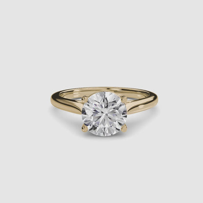Solitaire ring 1 Round in Yellow Gold