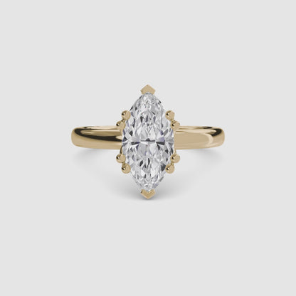Solitaire ring 5 Marquise in Yellow Gold