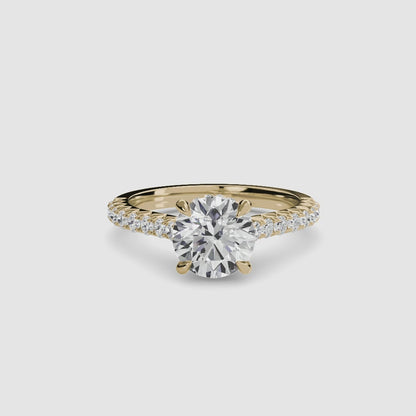Solitaire with Pavé 5 Round in Yellow Gold
