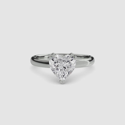 Solitaire ring 5 Heart in White Gold