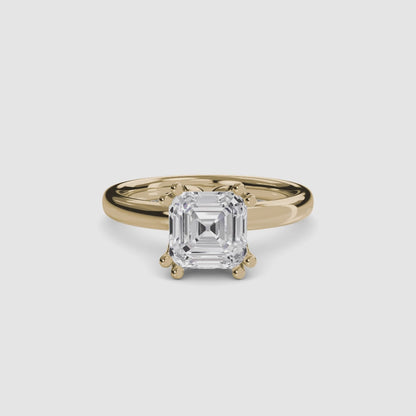 Solitaire ring 5 Asscher in Yellow Gold