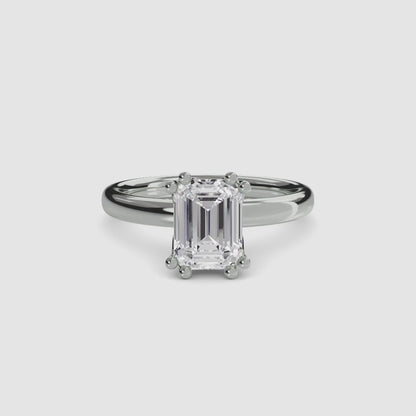 Solitaire ring 5 Emerald cut in White Gold