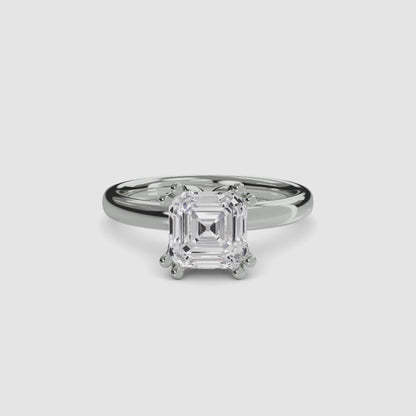 Solitaire ring 5 Asscher in White Gold