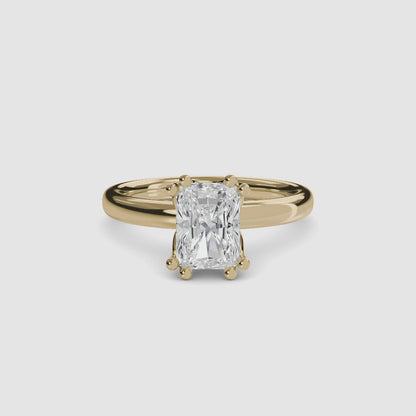 Solitaire ring 5 Radiant in Yellow Gold