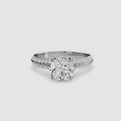 Solitaire with Pavé in White Gold