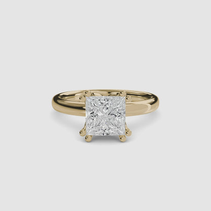 Solitaire ring 5 Princess Cut in Yellow Gold