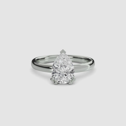 Solitaire ring 5 Pear shape in White Gold