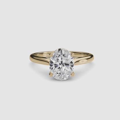 Solitaire ring 1 Oval in Yellow Gold