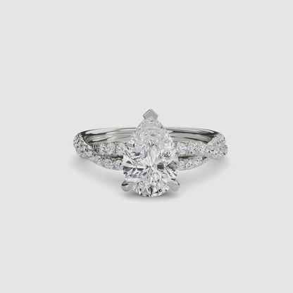 The Twisted Pavé Solitaire Pear shape in White Gold