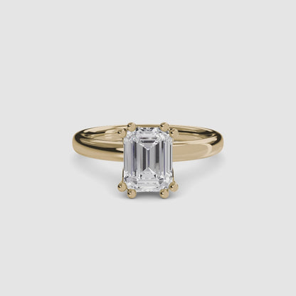 Solitaire ring 5 Emerald cut in Yellow Gold